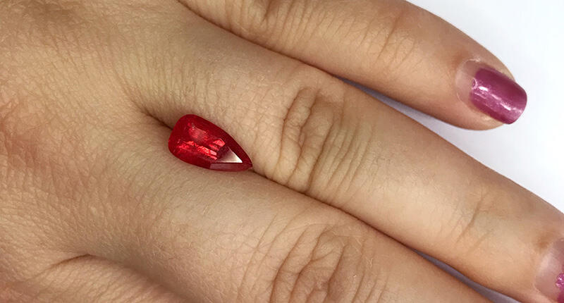 This 2.27-carat shield-cut rhodonite is selling for $567.50 in the “Gems for Amazonia” sale, organized to aid the region that has been devastated by wildfires. 20190829_Rhodonite-insert.jpg