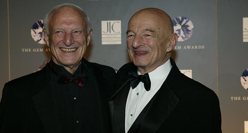 Herb Bridge, right, with his brother Bob at the Gem Awards in 1998. The industry icon died Tuesday at the age of 93. (Photo courtesy Jewelers of America) 20180403_Herb-Bridge.jpg