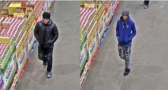 These photos from inside the Commerce Township, Michigan, Costco provided by the Oakland County Prosecutor’s Office show the two men charged in the Jan. 7 smash-and-grab jewelry theft there, Raphael Simmons (left) and Jajuan Profit. 20190114_smash_and_grab_header.jpg