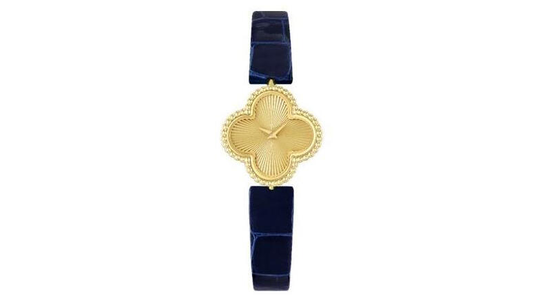 Van Cleef & Arpels’ trademarked Alhambra design, as seen in this “Sweet Alhambra” yellow gold watch, was replicated and sold as the real thing by King Jewelers, a lawsuit filed earlier this month alleges. 20190515_Van_Cleef_Alhambra_Watch.jpg