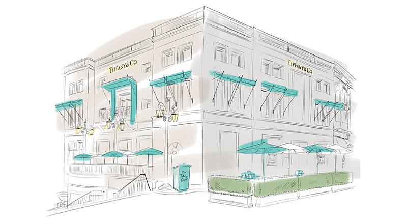The jeweler will turn the patio of its Beverly Hills location into a pop-up restaurant, serving breakfast al fresco. 20190422_Tiffany_pop-up.jpg