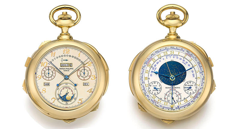 The yellow gold Calibre 89, Patek Philippe’s most complicated watch, has 1,728 parts. It could sell for as much as $10 million at Sotheby’s Geneva in May. 20170315_PP-Calbre-89.jpg