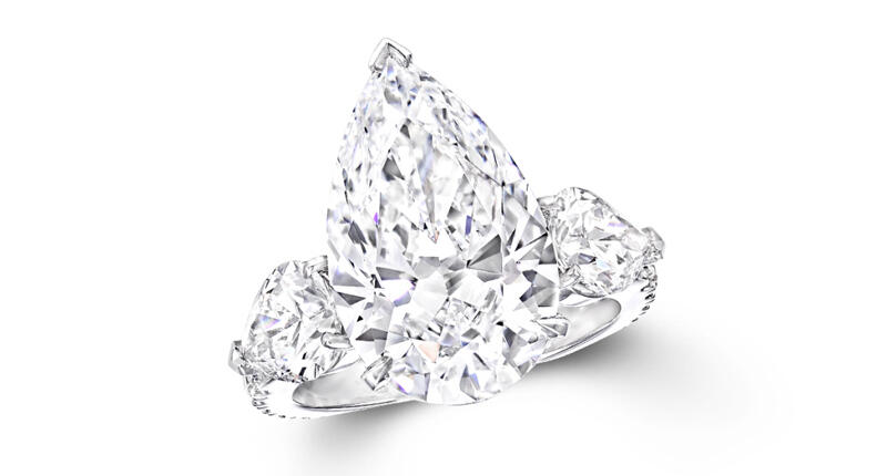 Graff Diamonds had this 7.15-carat D flawless pear-shaped stone cut from Lesedi La Rona, the 1,109-carat diamond it bought last year. Lesedi La Rona is the second-largest rough diamond ever found. 20181112_Graff-insert.jpg