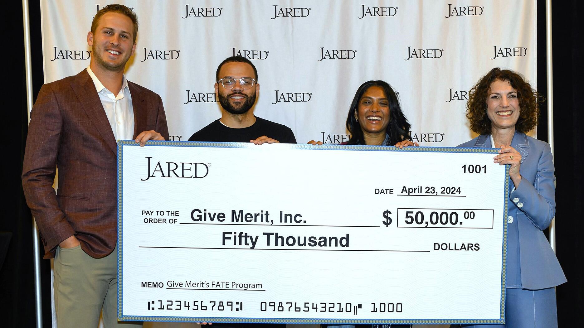 Jared Goff Presents Jared Jewelers’ Donation to Give Merit