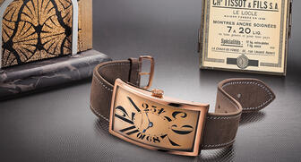 The Tissot Banana Centenary Edition pictured here has a rose-gold PVD case and the vintage-looking brown strap. Retail prices on the Banana Centenary range from $315 to $375. 20170331_Banana-main.jpg