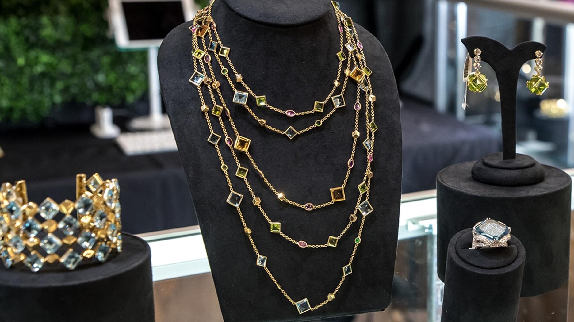 A jewelry display at the New York City Jewelry and Watch Show 