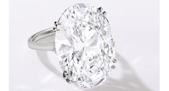 Though this platinum and oval-shaped 27.35-carat diamond ring was predicted to be the top lot in the Important Jewels sale at Sotheby’s New York, it didn’t end up selling. 20160926_Sothebys-Article.jpg