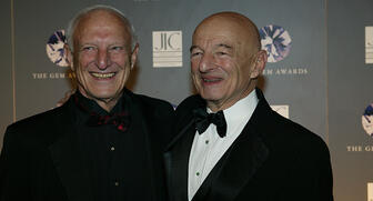 Herb Bridge, right, with his brother Bob at the Gem Awards in 1998. The industry icon died Tuesday at the age of 93. (Photo courtesy Jewelers of America) 20180403_Herb-Bridge.jpg
