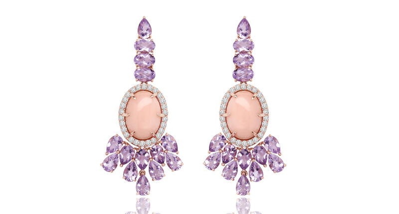 Sutra has added a new collection with smaller stones to create more accessible price points. These earrings from the line feature 12 carats of pink opal and 10 carats of Rose De France amethyst in 18-karat rose ($10,000). 20160609_Sutra-1.jpg