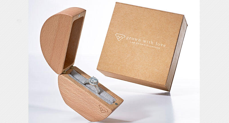 A man-made diamond engagement ring in the packaging for “Grown With Love,” the lab-grown diamond line sold at Macy’s and J.C. Penney. With so many lab-grown diamonds hitting the market, our editor-in-chief says 2019 will be a watershed moment for the industry. 2019_Grown_With_Love_box.jpg