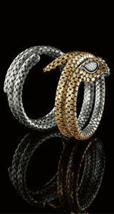 These bracelets are from John Hardy’s fall 2013 Dot collection. The brand’s eponymous founder, a Canadian artist inspired by the jewelry-making techniques and style in Bali, started the company in 1989 and sold it in 2007. 120413_Hardy-bracelets.jpg