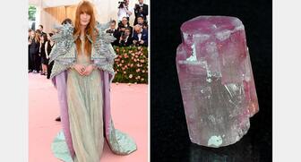 When one Twitter user saw this 2019 Met Gala look from singer Florence Welsh of Florence + The Machine, she immediately thought it looked like tourmaline, setting her off on a thread comparing the night’s fashions to minerals. (Photo credits: Getty and Damien Ferronato) 20190510_Met-minerals-Florence.jpg