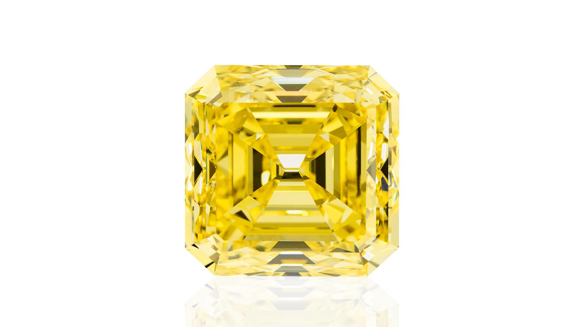 45.07-carat step cut fancy vivid yellow diamond