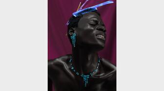 La Tache Bobo Malgache electric blue apatite collar 