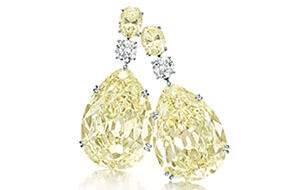 These two pear-shaped fancy light yellow diamond ear pendants more than doubled their low estimate, selling for $5.4 million at Christie’s New York last week. 121614_Christies-Article.jpg