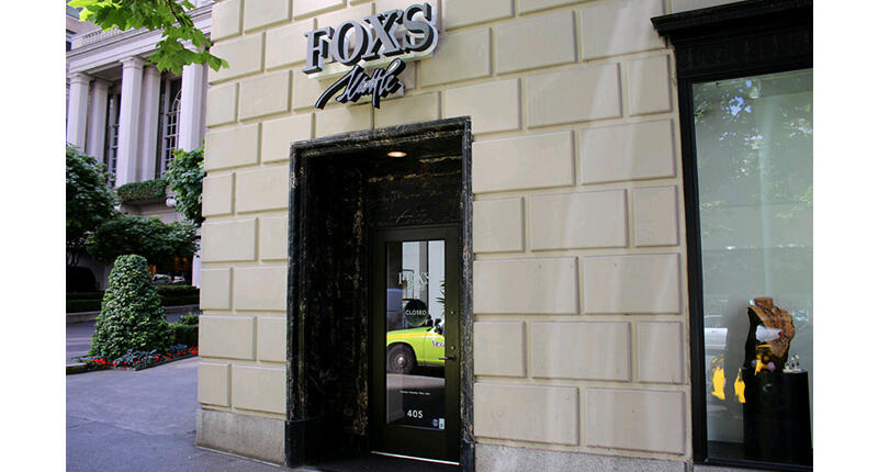 An outside shot of Fox’s Seattle, which is located in the Fairmont Olympic hotel. The jeweler’s new Todd Reed Boutique occupies about 12 feet of space and is located in the rear of the store. 20160810_Foxs-outside.jpg