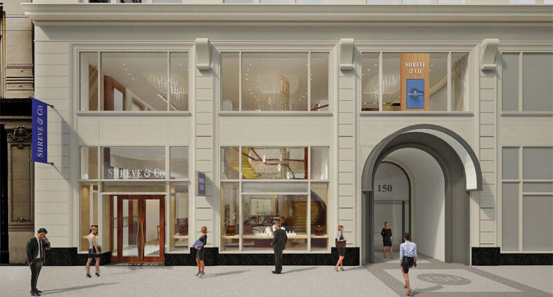 This is a rendering of the new Shreve & Co. flagship store, located in San Francisco, California. 20161208_HarryKotlar-ShreveCo.jpg