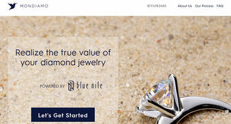 A screen shot from the homepage of Mondiamo.com, a new website powered by Blue Nile that buys diamonds from the public 20170123_Mondiamo-screen-shot.jpg