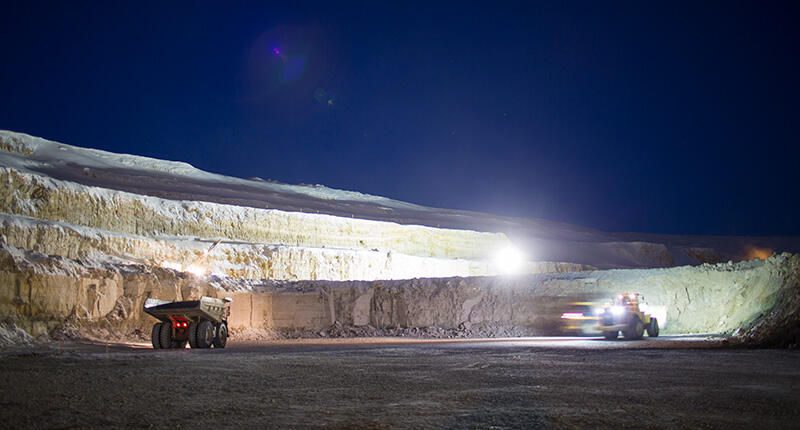Higher grades at the Victor Mine in the third quarter resulted in a 5 percent bump in production in Canada for De Beers. Overall, however, De Beers’ production figures declined 5 percent in the period. (Photo credit: De Beers) 2017_Victor-mine.jpg