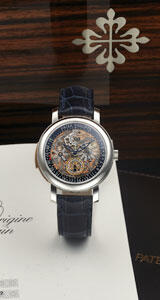 This platinum Patek Philippe Ref. 5104P watch sold for almost $800,000 at a recent Antiquorum auction. 102913_PP-article.jpg