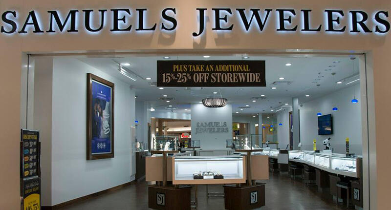 A Samuels Jewelers store in Chapel Hills Mall in Colorado Springs, Colorado. The retailer sold its leftover inventory to jewelry liquidator SimplexDiam after closing all of its stores in February. (Image courtesy of Samuels Jewelers’ Facebook page) 20190808_Samuels_Jewelers.jpg