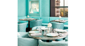 Tiffany & Co.’s Blue Box Cafe, painted in the brand’s signature robin’s egg hue, is located on the fourth floor of its flagship store on Fifth Avenue and 57th Street in New York. It will open to the public Friday. 20171109_Tiffany-cafe-1.jpg