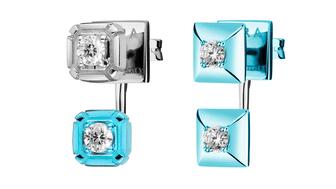 Eera rhodium-plated diamond earrings ear jackets 