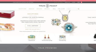 A screenshot of the homepage of pre-owned jewelry and watch site TrueFacet. The e-commerce site just announced the closing of $6 million in funding. 20160926_True-Facet.jpg