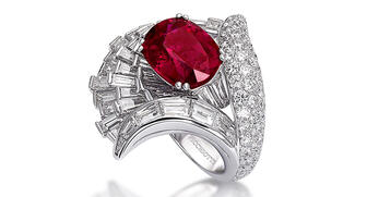 The design of the ancient Roman amphitheater inspired Giuseppe Picchiotti when he was designing this round and baguette diamond ring featuring an unheated, untreated 8.05-carat Mozambican ruby center stone. 030717_Picchiotti-ring.jpg