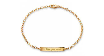 Consumers are expected to spend 19 percent more on jewelry this Mother’s Day, according to the National Retail Federation. Pictured here is Monica Rich Kosann’s “I love you more” 18-karat gold petite poesy bracelet ($995). 20170425_Mothers-Day.jpg