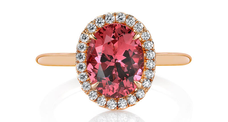 Senior Editor Brecken Branstrator finds herself suddenly wishing her birthday was in August now that the spinel has been added as one of its birthstones. Seen here is a spinel ring from Omi Privé. 20160801_Omi-Prive.jpg