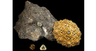 Loose diamonds, a piece of jewelry set with the stone and a specimen from the collection of Harvard University’s Mineralogical & Geological Museum (Photo courtesy of the museum) 20170324_Diamonds-talk.jpg