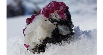 Greenland Ruby, which mines ruby and pink sapphire in in Aappaluttoq, Greenland, is holding a contest in Las Vegas asking attendees to guess the weight of two rubies frozen in ice. 20180529_RubyOnIce.jpg