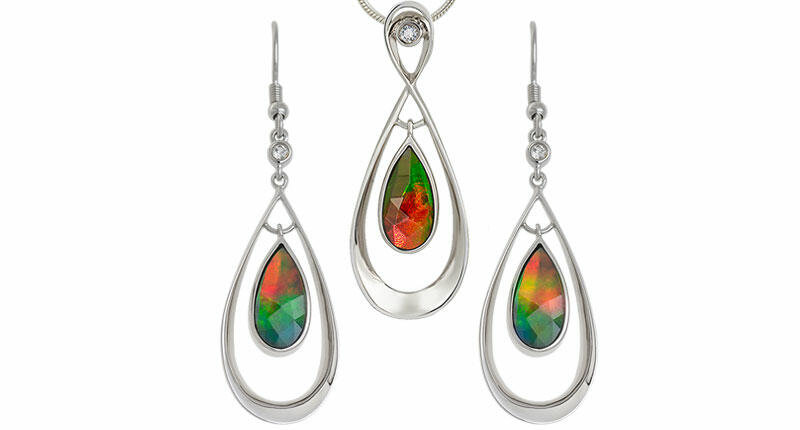 This earring and necklace set from the new “Ammolite by Korite Jewelry Collection” is the prize in Jewelers of America’s new consumer sweepstakes. 20161017_Ammolite-prize.jpg