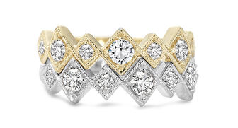 A set of stacking rings from the Forevermark “Tribute” collection. The De Beers-owned diamond brand will open its first standalone store in the United States this fall; it will be located in the San Francisco Bay area and operated by Padis Jewelers. 20180927_Padis-QA-header.jpg