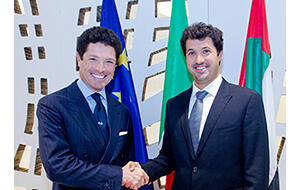 From left, Matteo Marzotto, president of Fiera di Vicenza, and His Excellency Helal Saeed Al Marri, the director general of Dubai’s Department of Tourism and Commerce Marketing and CEO of the Dubai World Trade Centre 051414_Vicenza_Dubai-Article.jpg