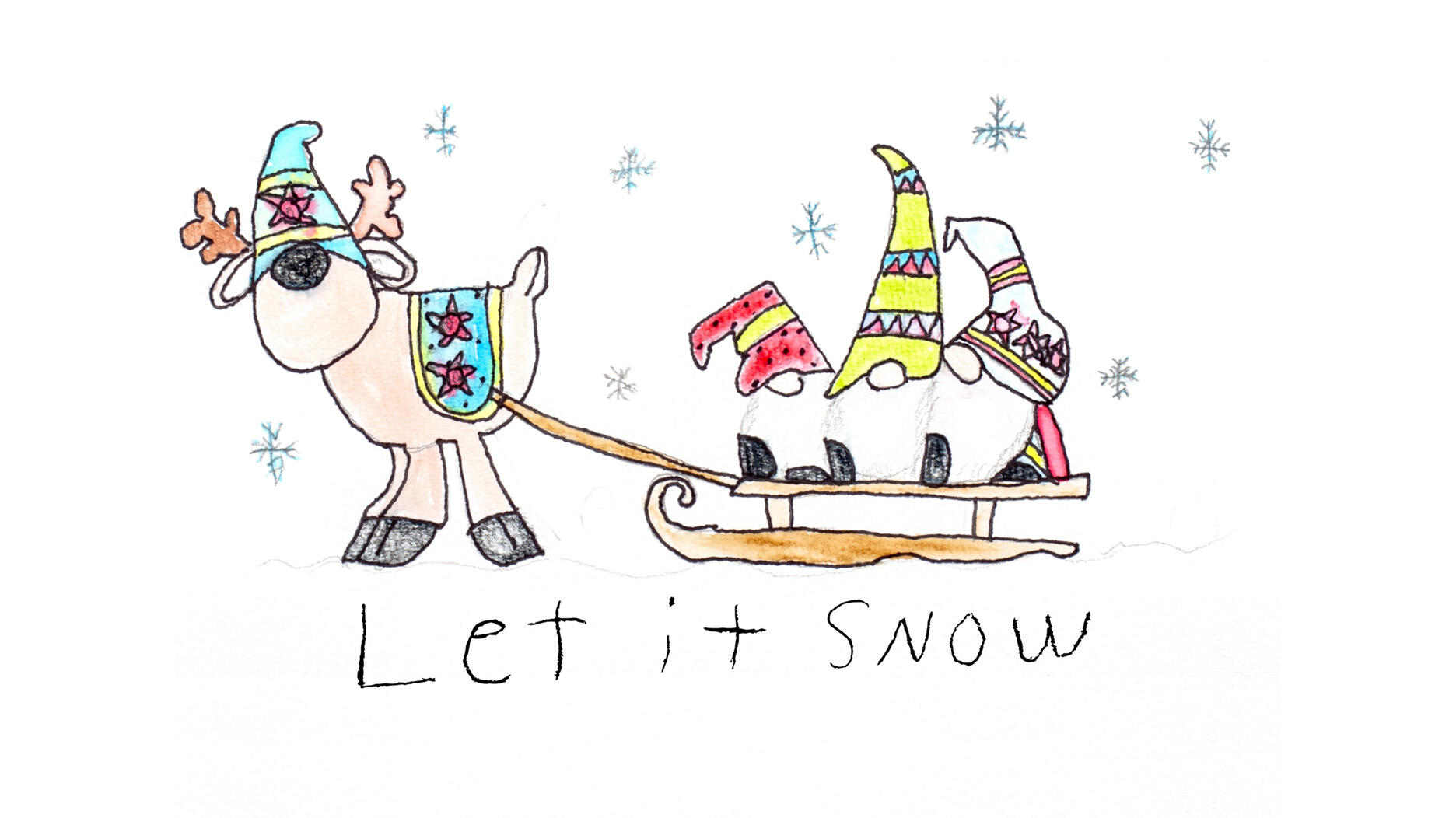 Jewelers for Children gnome and reindeer holiday card