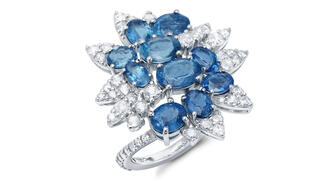 This Midnight Aquamarine ring from Graziela Gems features 4.13 carats of the deep-blue stone accented with 1.6 carats of diamonds and set in 18-karat white gold ($6,650). 20170717_Denim-Aqua-1.jpg