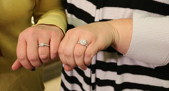 The ring Borsheims gave in 2016, its first year of the contest, is pictured at left, while the 2017 winner is at right. 20180112_Borsheims.jpg