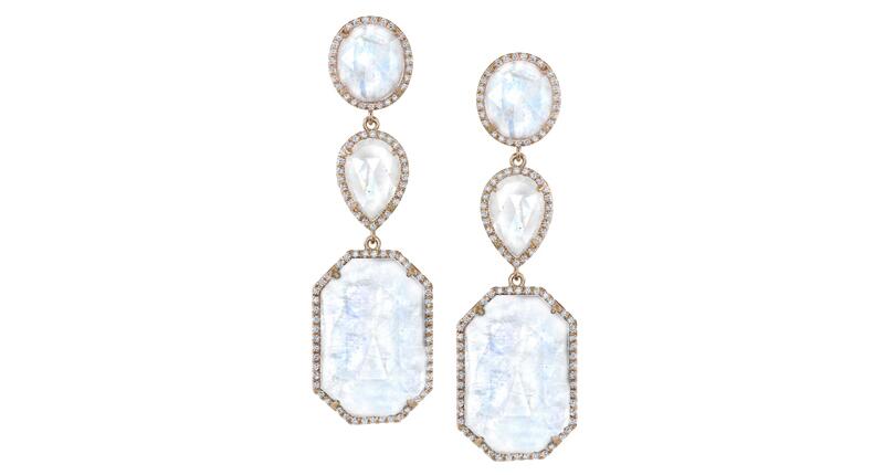 Sarah Paulson wore these Irene Neuwirth 18-karat rose gold earrings with rose-cut rainbow moonstone and diamond pave to the 71st annual Tony Awards on Sunday. 20170613_Tonys.jpg