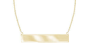 Jewelry manufacturer Midas Chain has launched a collection comprised of miniature versions of its east-to-west designs, including this engravable bar nameplate. 102114_SupplierNews-Article.jpg