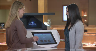 Jewelers Mutual won last year’s JCK Think Tank challenge with Holojem, a kiosk that shares images of finished jewelry and proposed designs using holograms. This year at JCK Las Vegas, Jewelers Mutual started selling the units. 20170714_JM-Holojem.jpg