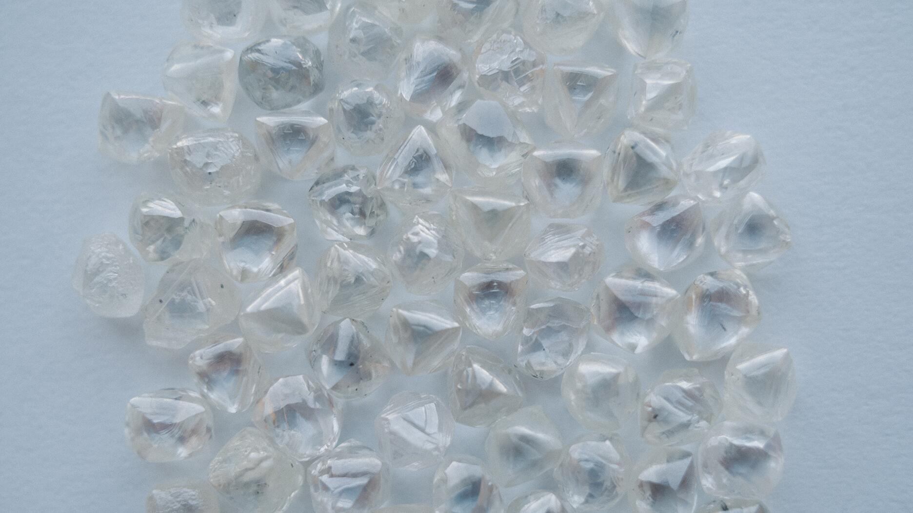 Stock image of rough diamonds from De Beers  