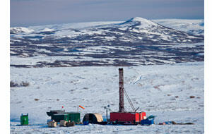 This photo provided by the Pebble Ltd. Partnership shows a drill rig on the site of the proposed Pebble mine in Alaska. The partnership is 100 percent owned by Northern Dynasty Minerals Ltd. 040814_Pebble-article.jpg