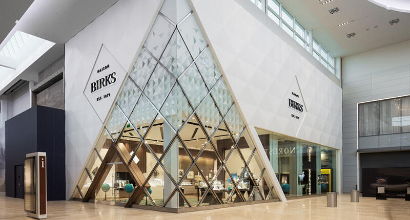Comps fell 10 percent for Birks Group in the first half of its fiscal year due to a combination of weakness in retail sales and flagship renovations, the company said. Pictured here is the Birks store in Toronto’s Yorkdale Shopping Centre. 2017_Birks-store.jpg